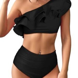 Elegant Black One-Shoulder Bikini, New w Tag, Size Small